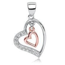 Zawieszka pozłacana różowym złotem podwójne ruchome serduszko