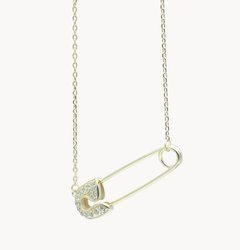Srebrny pozłacany naszyjnik pr.925 z cyrkoniami - agrafka