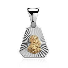 Srebrny medalik Matka Boska Częstochowska złocona