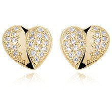 Srebrne pozłacane kolczyki pr. 925 - eleganckie serduszka z cyrkoniami