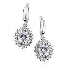 Kolczyki Lady Di srebrne królewskie z dużymi białymi oczkami