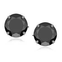 Kolczyki Diana srebrne z czarną cyrkonią 10 mm