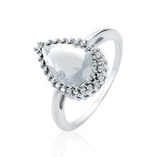 Pierścionek Monaco srebrny z białą cyrkonią