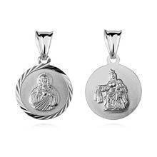 Medalik srebrny dwustronny Jezus / Matka Boska Szkaplerzna