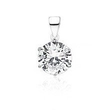 Zawieszka Charlotte srebrna rodowana z białą cyrkonią 10 mm