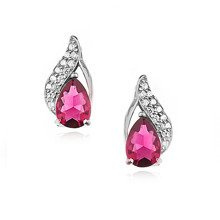 Srebrne pr.925 kolczyki cyrkonia rubinowa