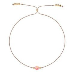 Bransoletka na jedwabnym sznurku z różowym opalem pozłacana