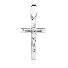 Krzyż srebrny z Jezusem prosty rodowany pr.925