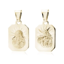 Srebrny pr.925 pozłacany medalik Jezus / Matka Boska Szkaplerzna