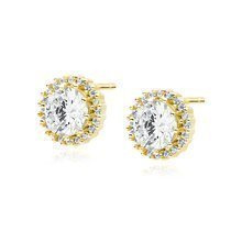 Kolczyki Melanie pozłacane ślubne sztyfty z dużą cyrkonią