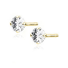 Kolczyki Diana pozłacane z białą cyrkonią 4 mm