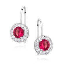 Srebrne klasyczne kolczyki dla dziewczynki pr. 925 Cyrkonia rubinowa