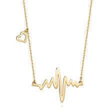 Naszyjnik pozłacany linia pulsu i serduszko