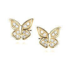 Kolczyki pozłacane wkrętki motylki z cyrkoniami