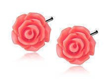 Kolczyki srebrne małe łososiowe różyczki