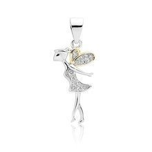 Srebrna zawieszka pr.925 wróżka z cyrkoniami i pozłacanymi skrzydłami