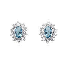 Srebrne kolczyki pr. 925 Cyrkonia akwamarynowa - karmazycja