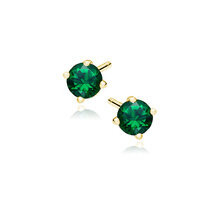 Kolczyki Charlotte pozłacane z zieloną cyrkonią 4 mm