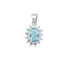 Srebrna zawieszka pr.925 elegancka akwamarynową cyrkonia - karmazycja