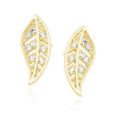 Kolczyki pozłacane listki z cyrkoniami