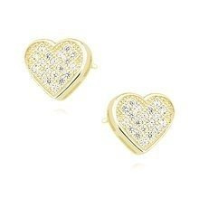 Srebrne kolczyki pr. 925 serca z cyrkoniami pozłacane
