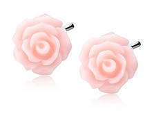 Kolczyki srebrne duże jasnoróżowe różyczki