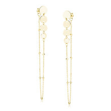 Kolczyki pozłacane wiszące kółeczka blaszki z łańcuszkiem i kuleczkami