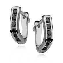 Srebrne kolczyki z biglem angielskim pr.925 cyrkonia czarna