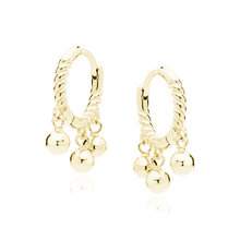 Kolczyki pozłacane kółka z wiszącymi kulkami