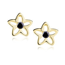 Kolczyki pozłacane kwiatuszki z czarnym środkiem