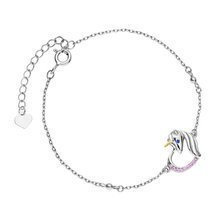 Bransoletka srebrna jednorożec z różowymi cyrkoniami i szafirowym okiem