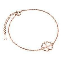 Bransoletka pr. 925 pozłacana koniczynka - różowe złoto