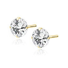 Kolczyki Diana pozłacane z białą cyrkonią 6 mm