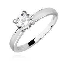 Pierścionek srebrny z białą cyrkonią 6 mm
