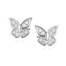 Kolczyki srebrne wkrętki motylki z cyrkoniami