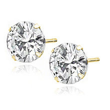 Kolczyki Diana pozłacane z białą cyrkonią 10 mm