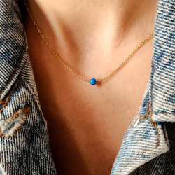 Naszyjnik pozłacany z niebieskim opalem