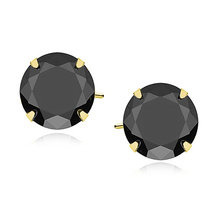 Kolczyki Diana pozłacane z czarną cyrkonią 8 mm