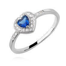 Srebrny pierścionek serduszko pr.925 z szafirową cyrkonią