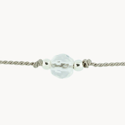 Bransoletka srebrna na sznurku z kryształem górskim