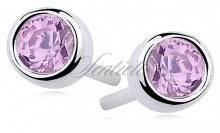 Srebrne kolczyki okrągłe pr.925 Cyrkonia różowa