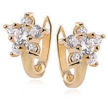 Srebrne kolczyki pr.925 cyrkonia biała kwiatek złocone