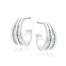 Kolczyki srebrne otwarte podwójne kółka z białymi cyrkoniami