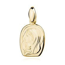 Srebrny pozłacany medalik Matka Boska z dzieciątkiem