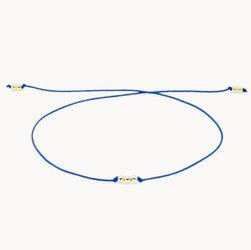 Bransoletka pozłacana na chabrowym sznurku na szczęście z trzema kuleczkami