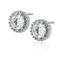 Kolczyki Melanie srebrne ślubne sztyfty z dużą cyrkonią