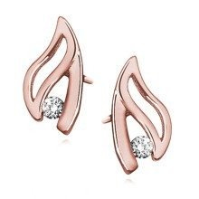 Srebrne kolczyki pr. 925 z cyrkoniami, różowe złoto