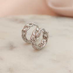 Kolczyki srebrne kółka z motywem łańcucha