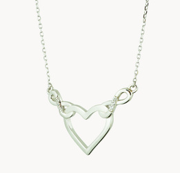 Naszyjnik srebrny serce i nieskończoności z białymi cyrkoniami