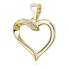 Zawieszka pozłacana asymetryczne eleganckie serce z cyrkoniami